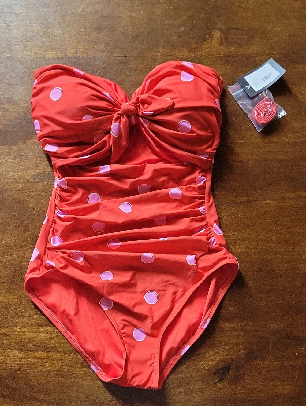 kate spade Red Polka Dot One-Piece Swimsuit with Pink Dots
